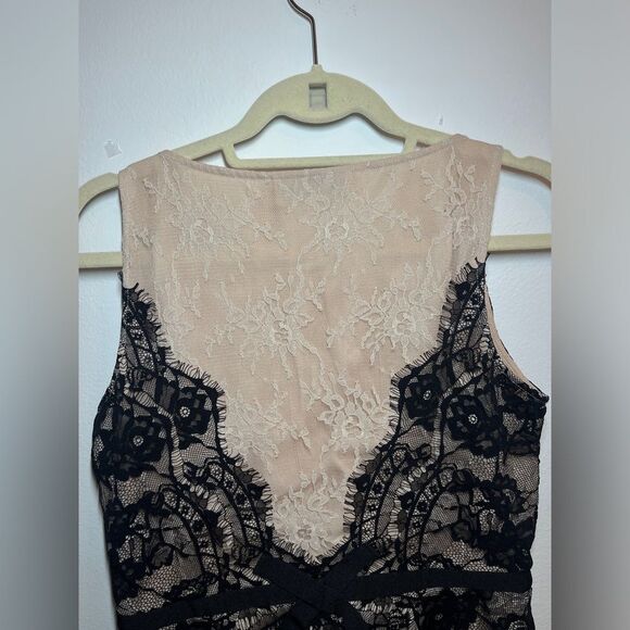LOFT Blouse Size 4 Nude Eyelash Lace Ribbon Tie Peplum Tank Top - Picture 8 of 8